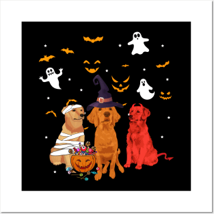 Funny Three Golden Retriever Halloween Gift Shirt Posters and Art